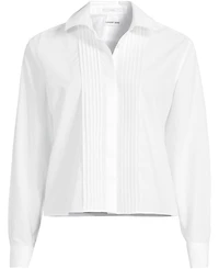 Lands' End Plus Size Long-Sleeve Cropped Pintuck Shirt