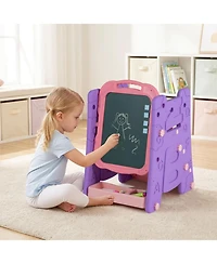 Sugift 4-in-1 Kids Art Double-Sided Magnetic Adjustable Easel