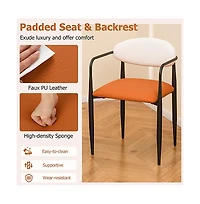Sugift Modern Dining Chairs Set of 2 with Padded Faux Leather Seat and Curved Back