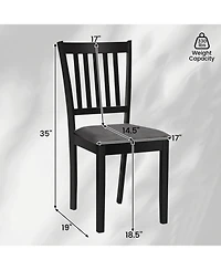 Sugift Set of 2 Upholstered Kitchen Dining Chairs with Slatted Backrest