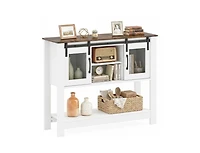Sugift Farmhouse Console Table with Sliding Barn Doors and 4 Storage Compartments