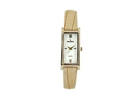 Peugeot Women 35x18mm Rectangular Watch Glossy Tan Leather Strap