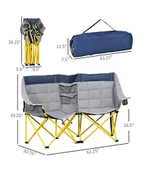 Mountaintop Loveseat Style Camping Chair,Oversized Folding Lawn Chair with Carry Bag and Cup Holders,for Outdoor, Beach, Picnic, Hiking, Travel