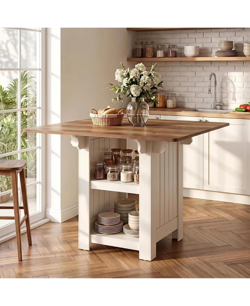 Tribesigns 47" Square Kitchen Island with Storage,Island Table