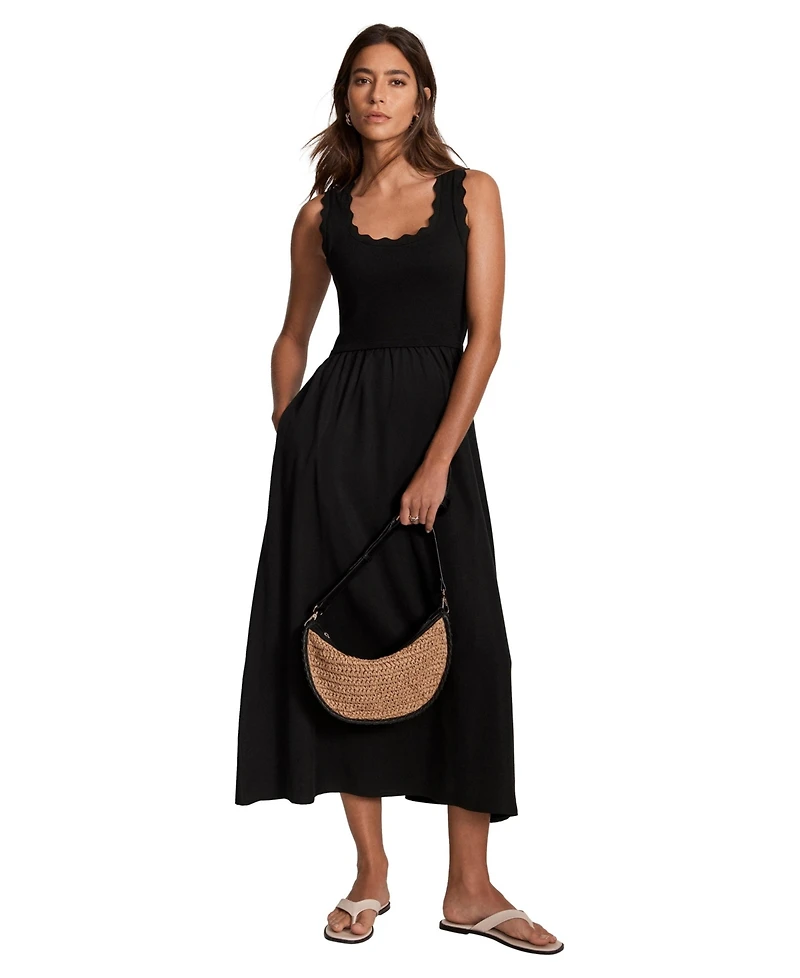 Mint Velvet Women's Scallop Short Sleeve Trim Midi Dress