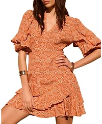 Mint Velvet Women's Printed Ruffle V-neck Mini Dress