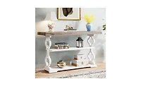 Slickblue Farmhouse Console Table with Storage Shelves for Entryway