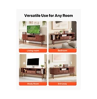 Slickblue Entertainment Center for TVs up to 58 Inch with Storage Drawer, Open Shelves and Rolling Door