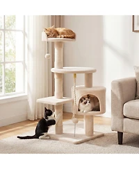 Sugift Corner Friendly Kitten Tower 36 Inch Cat Tree with Condo and Plush Perch