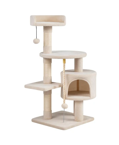 Sugift Corner Friendly Kitten Tower 36 Inch Cat Tree with Condo and Plush Perch