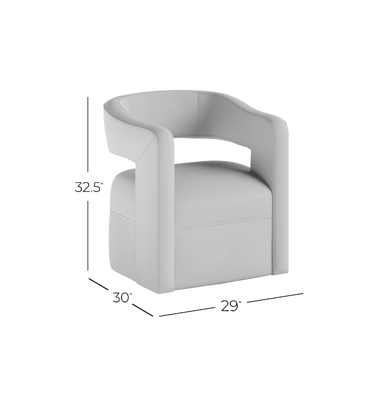 Jofran Lexy Modern Sculpted Curved Upholstered Swivel Accent Chair