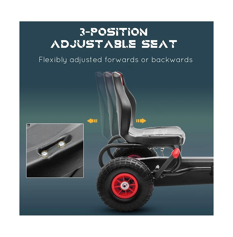 Sevorley Kids Pedal Go-Kart with Adjustable Seat and Handbrake, Ages 5-12