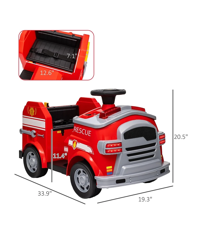 Sevorley 12V Kids Electric Ride-On Fire Truck with Led Lights and Music, Ages 3-5