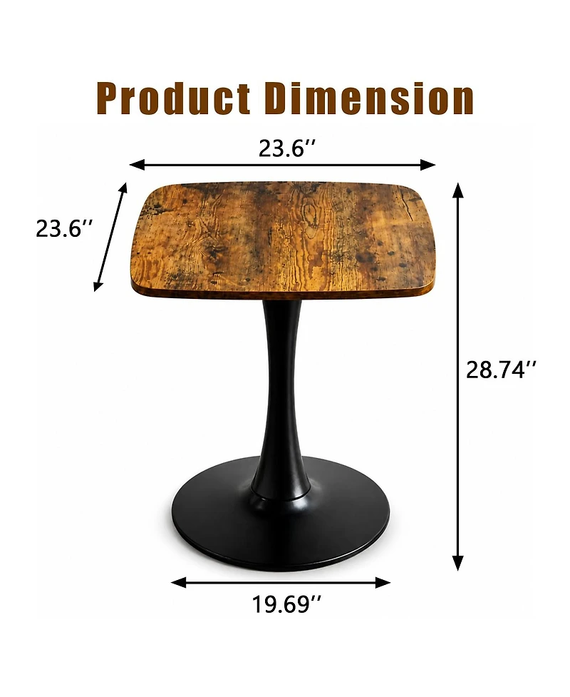 Streamdale Furniture Square 24" Mid-Century Modern Bistro Dining Table