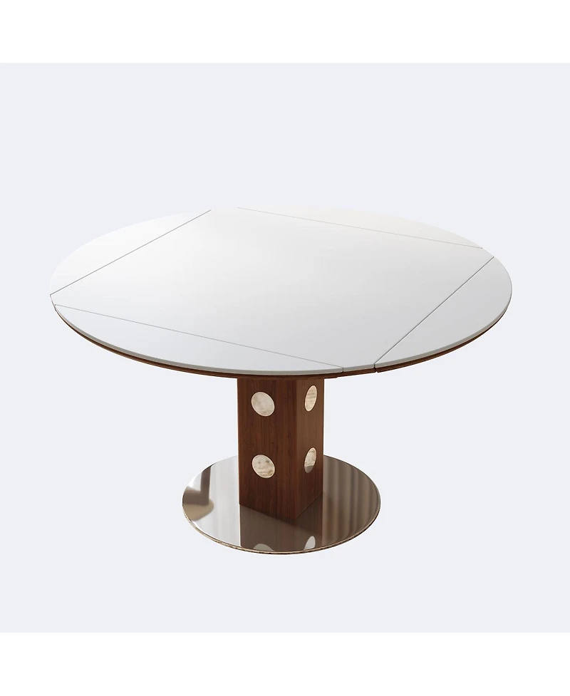 Streamdale Furniture 47.2" Extendable Round Dining Table, Sintered Stone