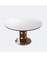 Streamdale Furniture 47.2" Extendable Round Dining Table, Sintered Stone