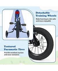 Sugift 12 in Motorcycle-Style Kids Bike with Training Wheels, Ages 3-4