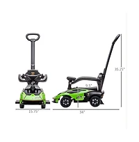 Sevorley 2-in-1 Toddler Push and Ride-On Car with Horn and Storage, Ages 18-36 Months