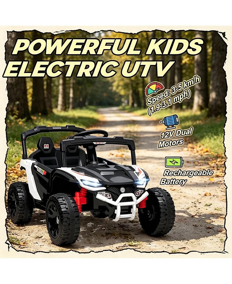Sevorley 12V Kids Electric Utv Ride-On Truck with Parental Remote Control, Wheel Suspension and Led Lights, Ages 3-5