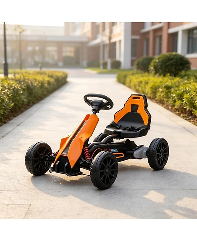 Sevorley Kids Pedal-Powered Go-Kart with Adjustable Seat and Handbrake, Ages 3+