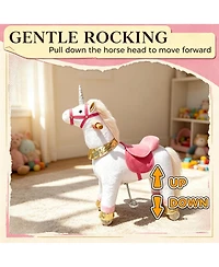 Sevorley Plush Unicorn Rocking Ride-On Toy, Ages 3-5