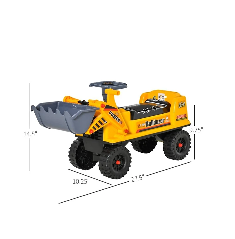 Sevorley Toddler Foot-to-Floor Ride-On Excavator with Working Bucket and Under-Seat Storage, Ages 2-3