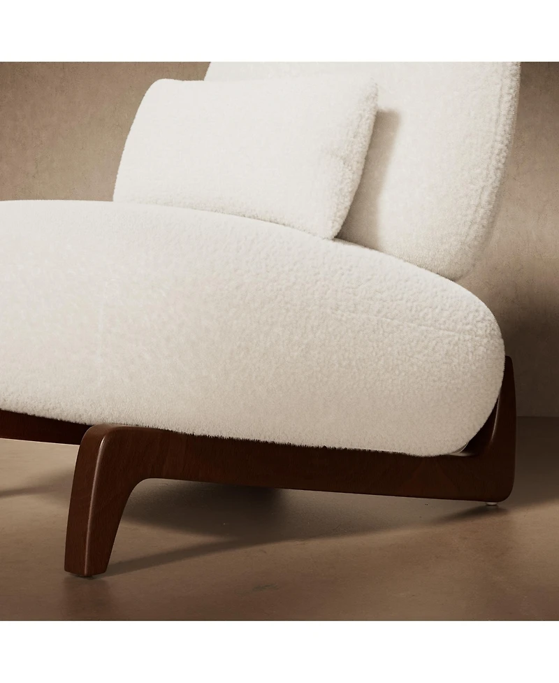 Morden Fort Cloud-Soft Cream Sherpa Fabric Armless Accent Chair Upholstered Living Room Side Chairs with Waist Pillow