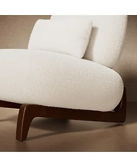 Morden Fort Cloud-Soft Cream Sherpa Fabric Armless Accent Chair Upholstered Living Room Side Chairs with Waist Pillow