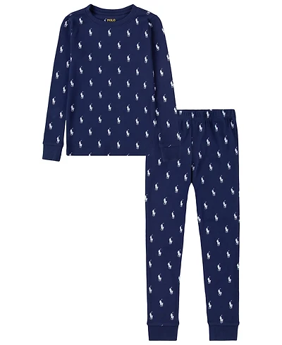 Polo Ralph Lauren Boys' 4-7 Cotton Rib Long-Sleeve Top and Joggers, 2-Piece Pajama Set