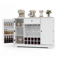Sugift 47.2 Inch Sideboard Buffet Cabinet with 10-Bottle Wine Rack and Stemware Holder