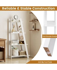 Sugift 4-Tier Vertical Bookshelf 61 Inch Wooden Display Shelf for Small Spaces with Anti-Toppling Device