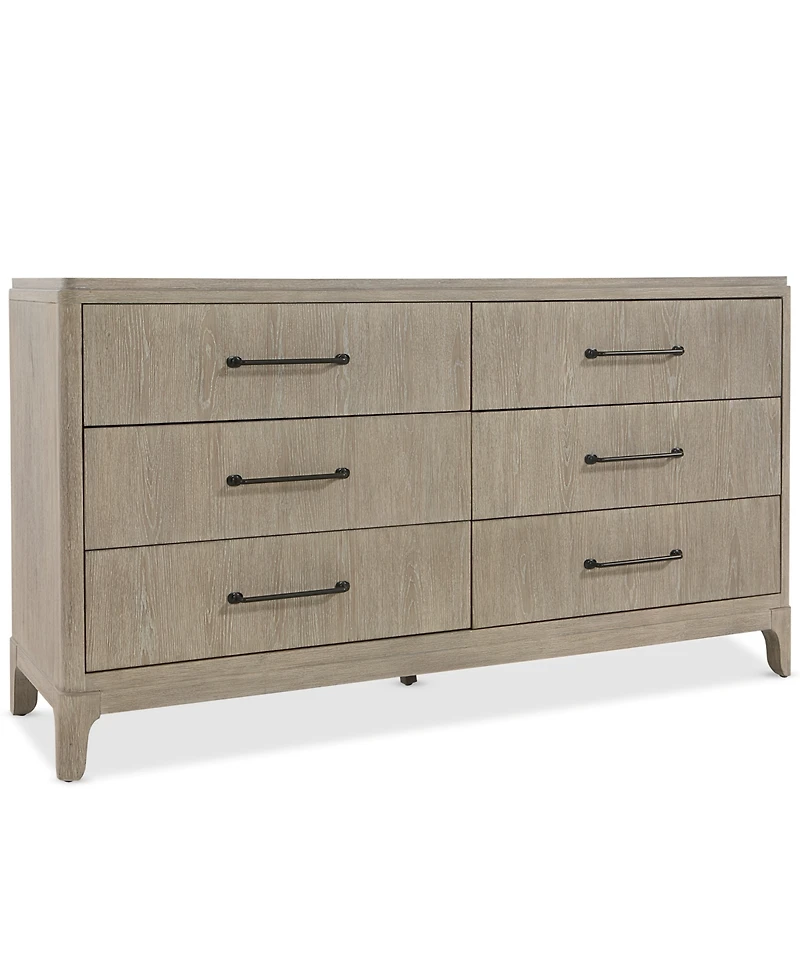 Sadie 6-Drawer Select Hardwoods & Oak Veneers Felt-Lined Dresser, Macy's Exclusive