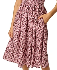 Adrianna Papell Women's Blaire Smocked Floral-Print Square Neck Midi Dress
