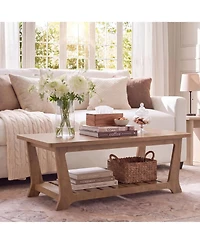 Tribesigns 47.2" Farmhouse Coffee Table with 2-Tier Storage
