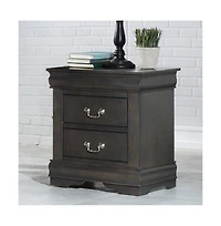 Flynama Solid Pine 2-Drawer Nightstand, Metal Hardware