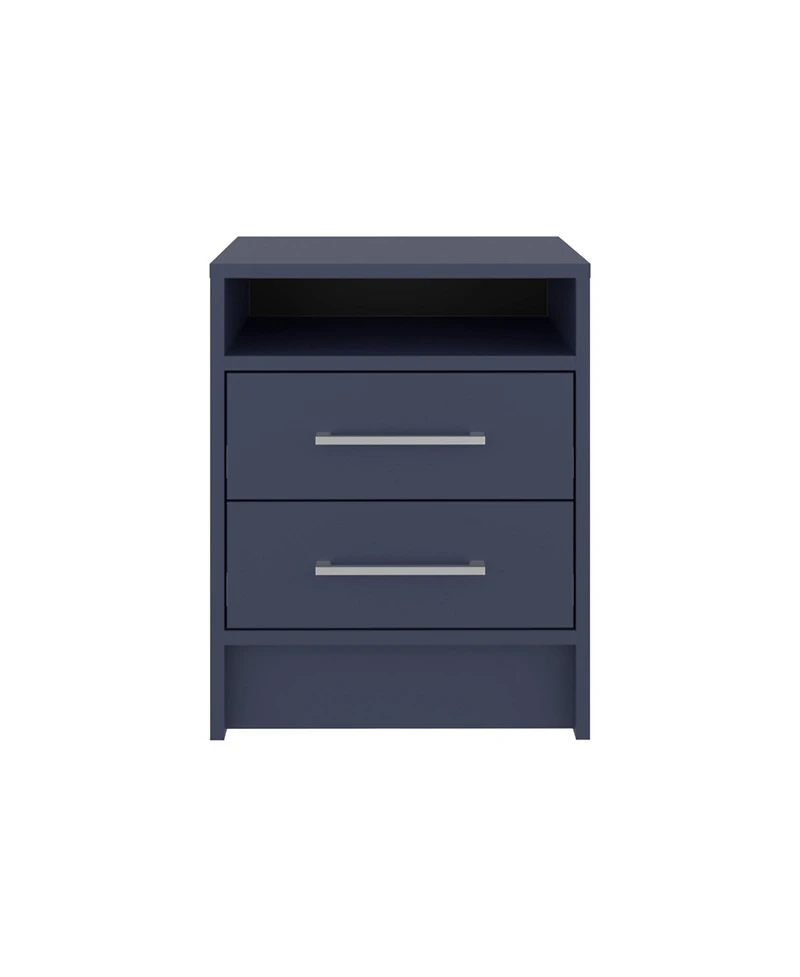 Flynama Alby Nightstand, 2 Drawers and Shelf, 19.9"H