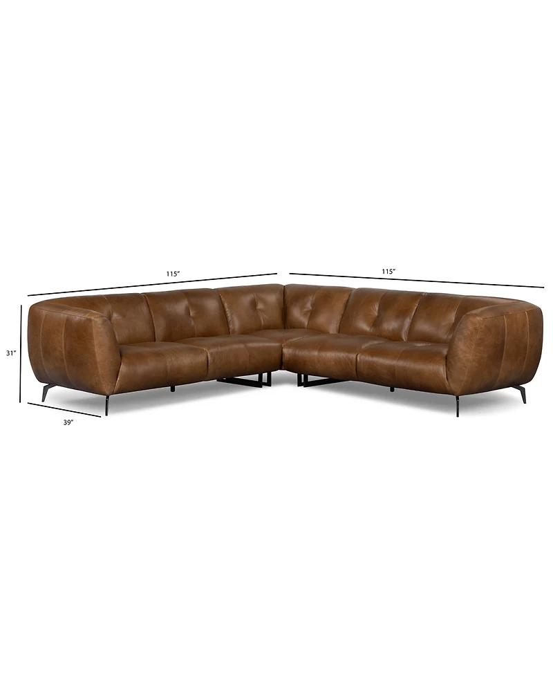 Avori Leather 3-Piece L-Shaped Sofa, Macy's Exclusive