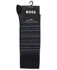 Hugo Boss Men's Striped Crew Cotton-Blend Socks, 2-Pack