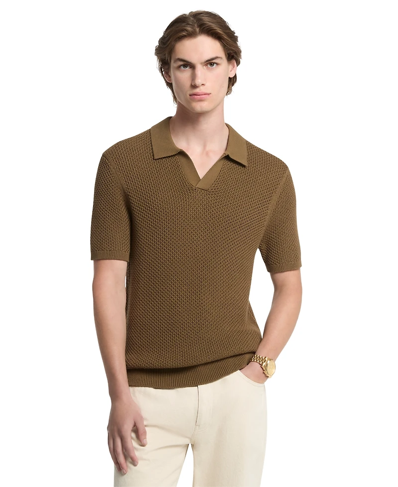 Michael Kors Men's Textured Johnny Collar Polo Shirt