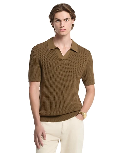 Michael Kors Men's Textured Johnny Collar Polo Shirt
