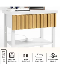 Flynama Fluted Nightstand with Charging Station