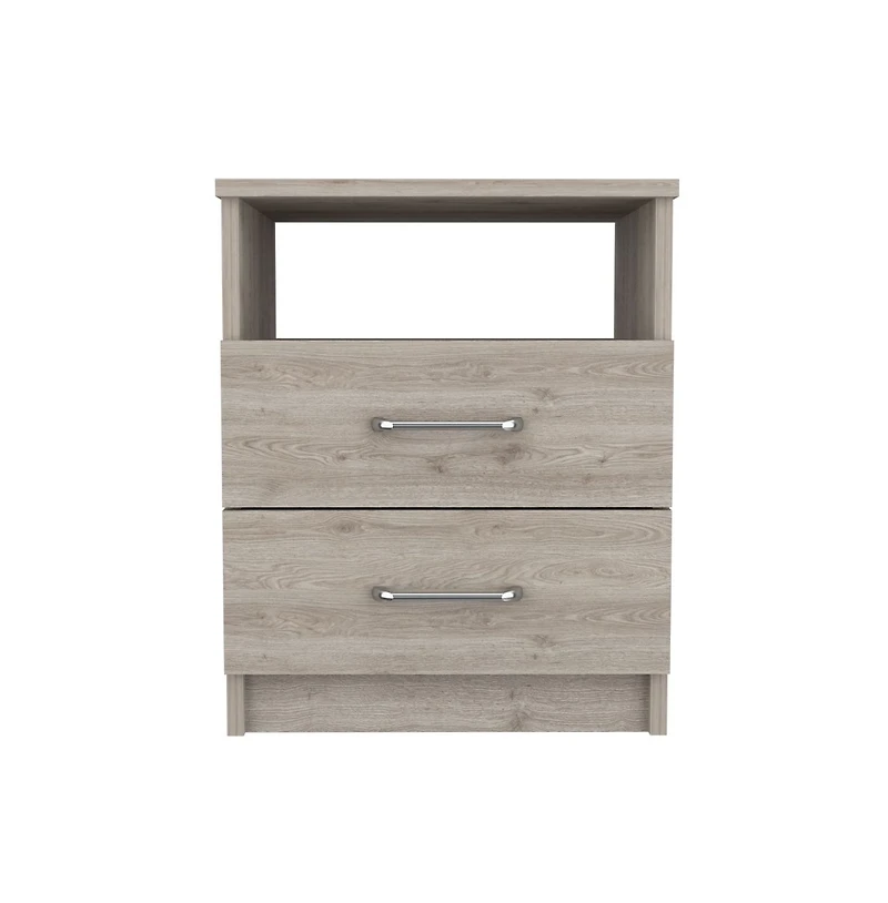 Flynama Nightstand with 2 Drawers and Open Shelf, Modern Bedside Table
