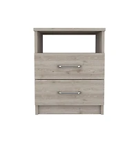 Flynama Nightstand with 2 Drawers and Open Shelf, Modern Bedside Table