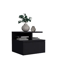 Flynama Wall-Mounted Floating Nightstand, 12" H Drawer and 2-Tier Open Shelf Side Table