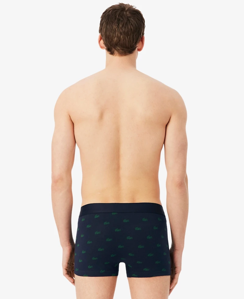 Lacoste Men's 3-Pack Regular Fit Stretch Mini Croc Trunks