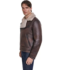 Karl Lagerfeld Paris Men's Asymmetrical Shearling Moto Jacket