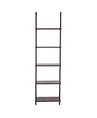 Slickblue Wall Mounted 5-Tier Ladder Bookshelf with Open Shelves and Metal Frame for Living Room