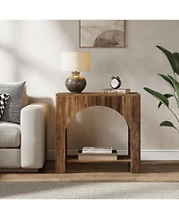 Tribesigns Farmhouse End Table with Storage Shelf, Rectangle