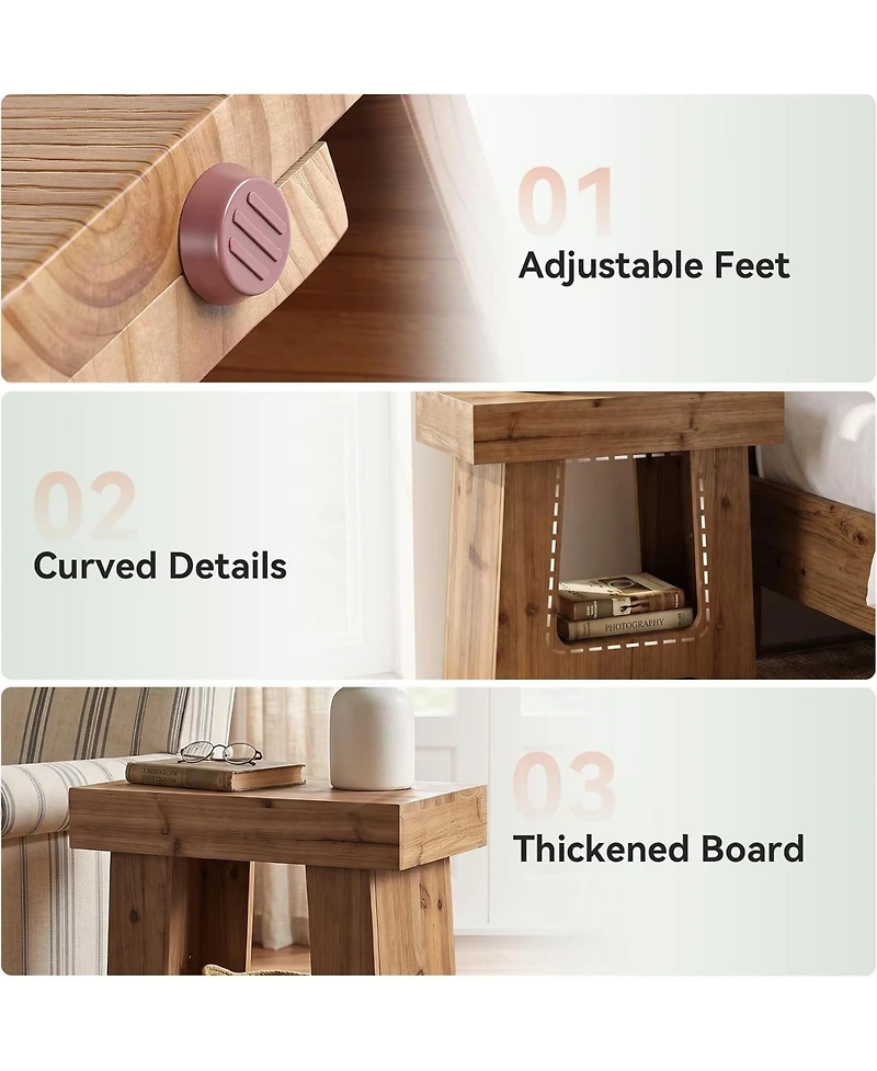 Tribesigns 23.6" Rustic End Table with Storage Shelf