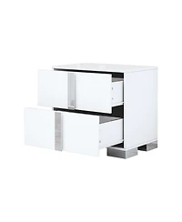 Flynama Mirrored Nightstand with Metal Legs and 2 Drawers